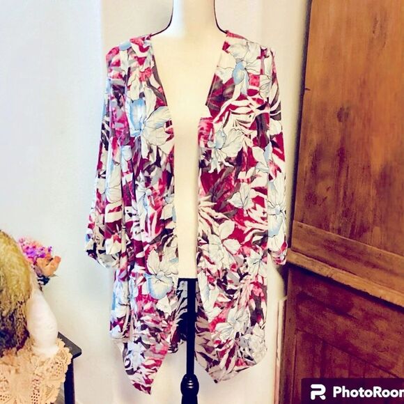 PinkBlush Open Purple Floral Oversized Kimono Small‎ - Picture 1 of 12
